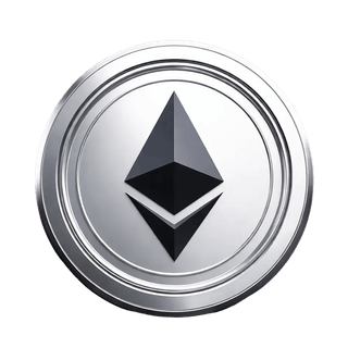 Elemento visual flutuante com a moeda Ethereum (ETH)